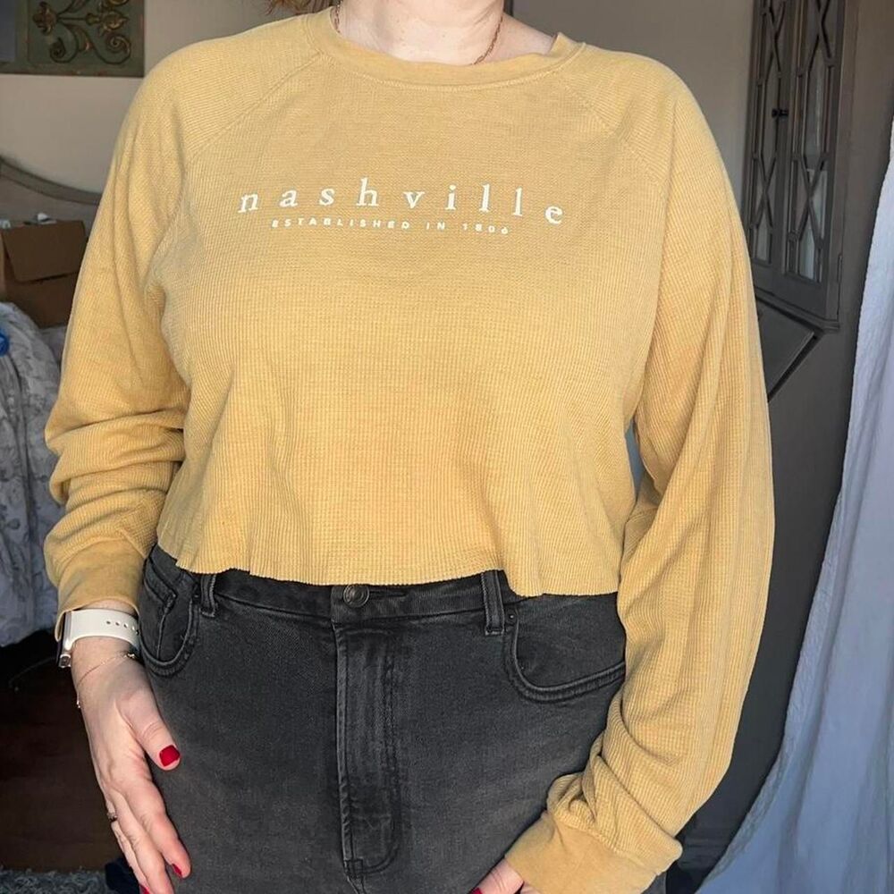 Women's Yellow and White Nashville Crop-top